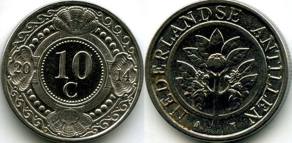 Монета 10 центов 2014г Нидерландские Антиллы