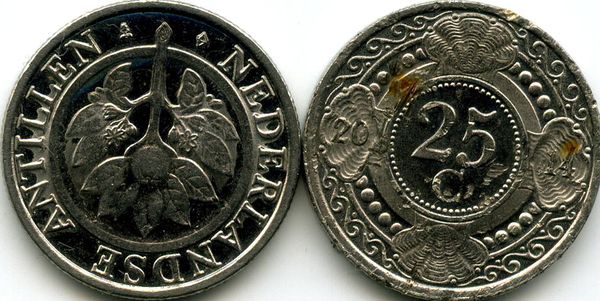 Монета 25 центов 2014г Нидерландские Антиллы