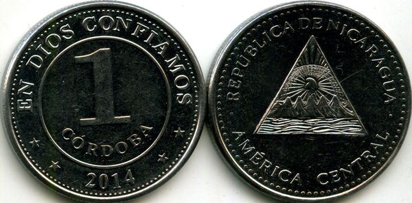 Монета 1 кордоба 2014г Никарагуа