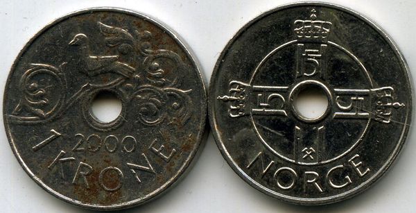 Монета 1 крона 2000г Норвегия