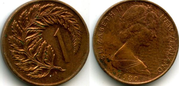Монета 1 цент 1980г Новая Зеландия