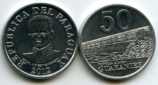 Монета 50 гуарани 2012г Парагвай
