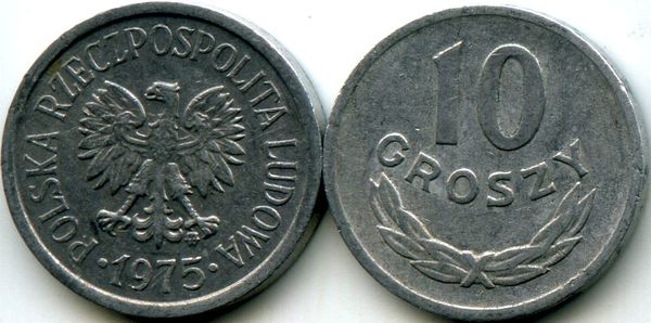 Монета 10 грош 1975г Польша