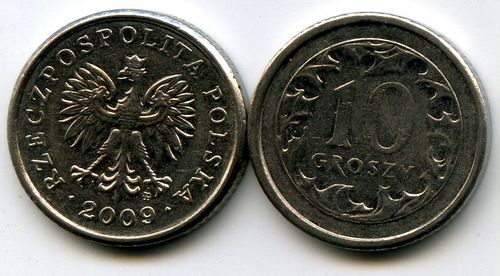 Монета 10 грош 2009г Польша