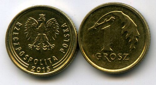Монета 1 грош 2015г Польша