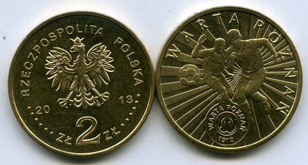 Монета 2 злотых 2013г Варта Познань Польша