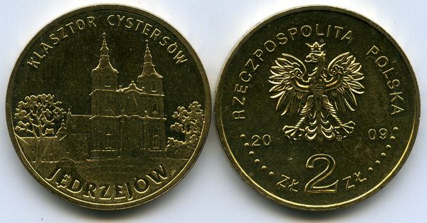 Монета 2 злотых 2009г Енджеюв Польша