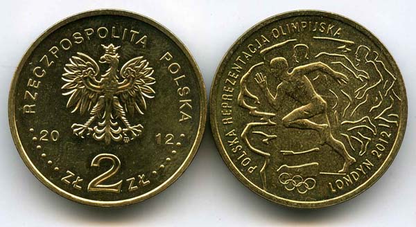 Монета 2 злотых 2012г олимпиада в Лондоне Польша
