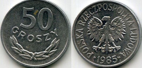 Монета 50 грош 1985г Польша
