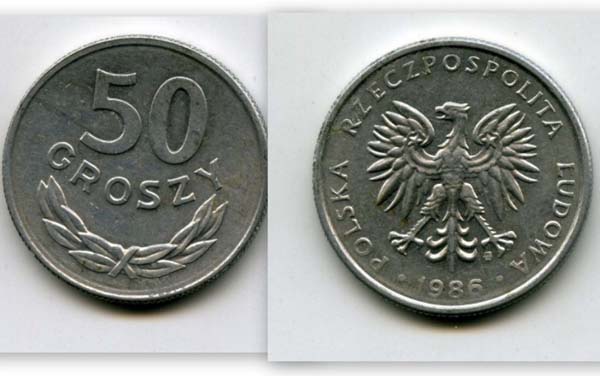 Монета 50 грош 1986г Польша