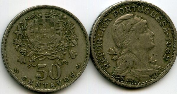 Монета 50 сентавос 1962г Португалия