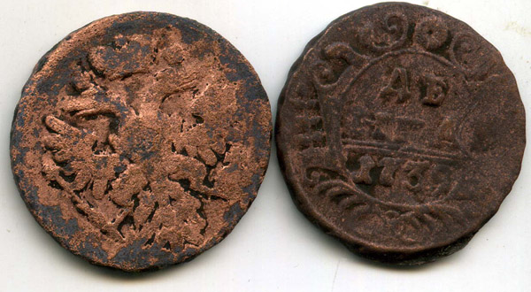 Монета Деньга 1739г Россия