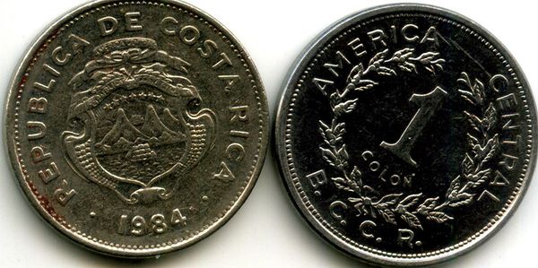 Монета 1 колон 1984г Коста-Рика