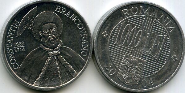 Монета 1000 лей 2004г Румыния