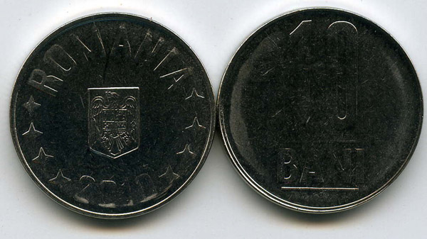 Монета 10 бани 2010г Румыния