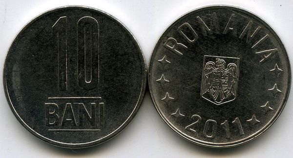 Монета 10 бани 2011г Румыния