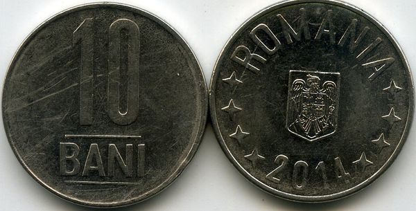 Монета 10 бани 2014г Румыния