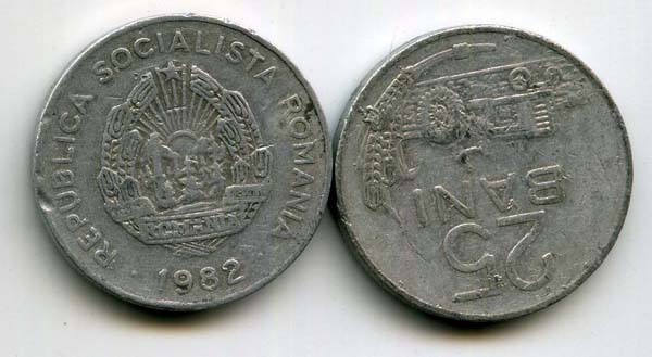 Монета 25 бани 1982г Румыния