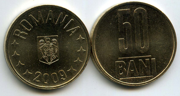 Монета 50 бани 2009г Румыния
