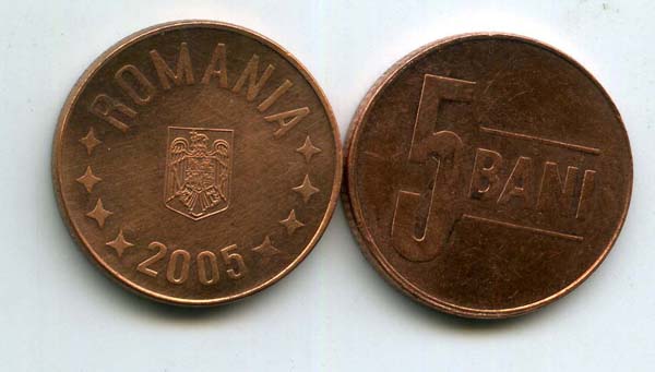 Монета 5 бани 2005г Румыния