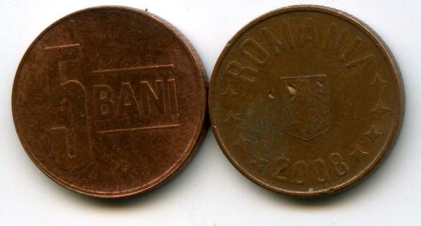 Монета 5 бани 2008г Румыния