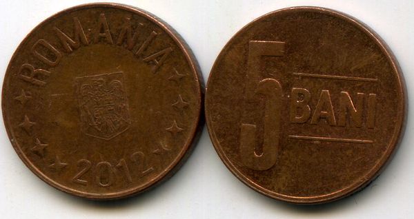 Монета 5 бани 2012г Румыния
