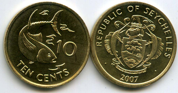 Монета 10 центов 2007г Сейшеллы