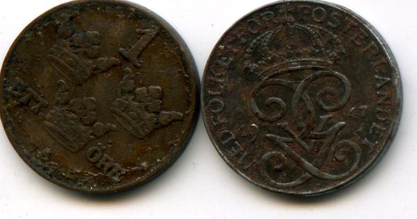 Монета 1 эрэ 1947г Швеция