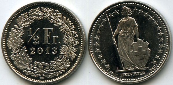 Монета 1/2 франка 2013г Швейцария