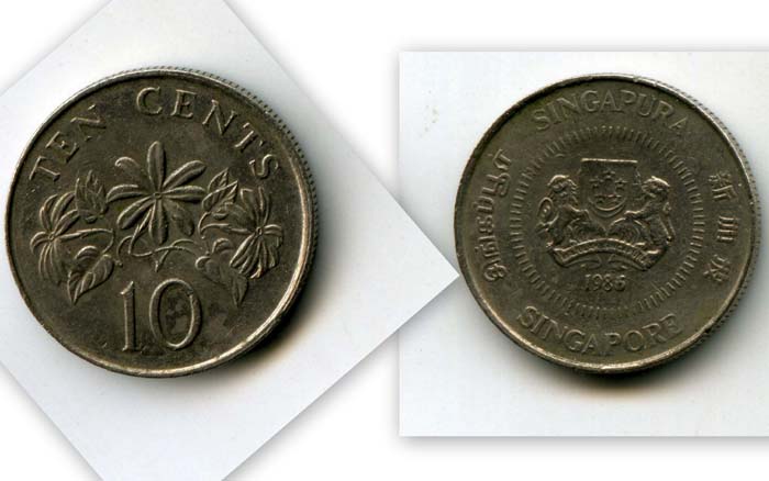 Монета 10 центов 1986г Сингапур