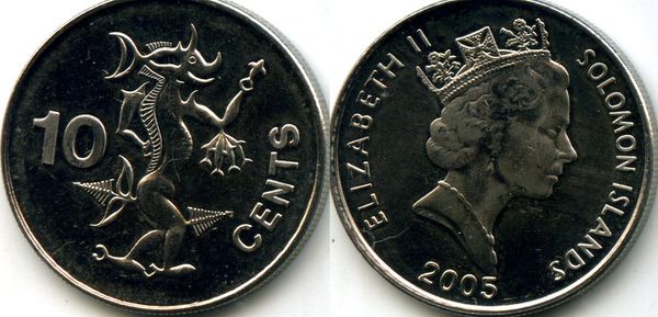 Монета 10 центов 2005г Соломоновы Острова
