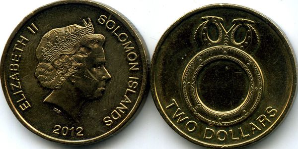 Монета 2 доллара 2012г Соломоновы Острова