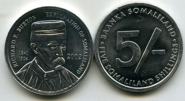 Монета 5 шиллингов 2002г Бартон Сомалиленд