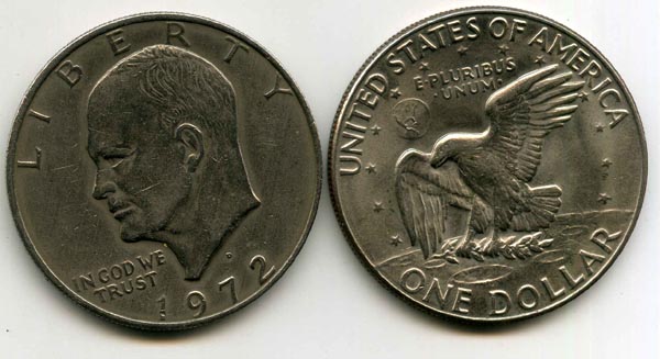 Монета 1 доллар 1972г Д орёл США