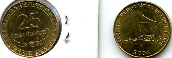 Монета 20 сентавос 2004г Тимор