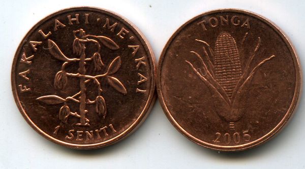Монета 1 сенити 2005г Тонго