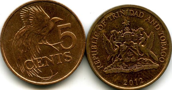 Монета 5 центов 2012г Тринидад