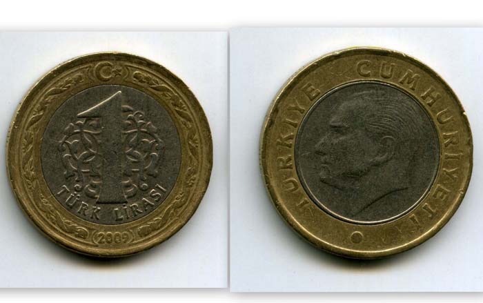 Монета 1 лира 2009г Турция