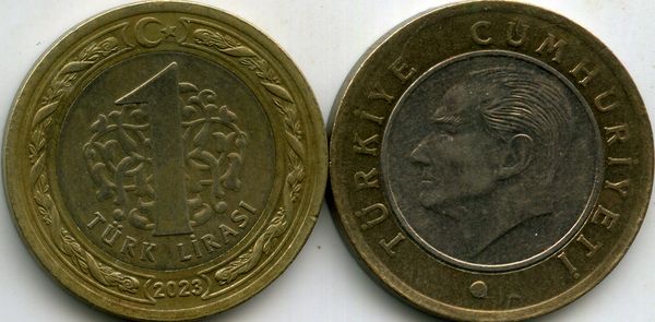 Монета 1 лира 2023г Турция