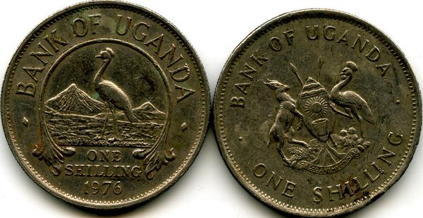 Монета 1 шиллинг 1976г Уганда