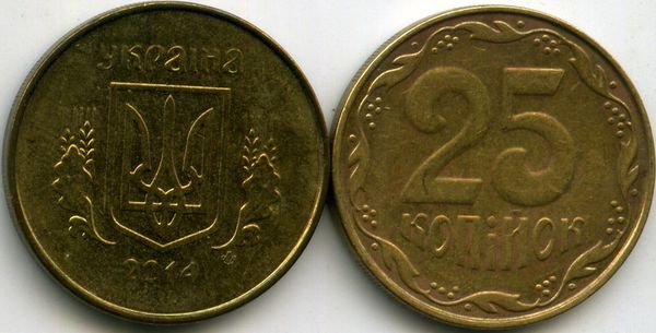 Монета 25 копийок 2014г Украина