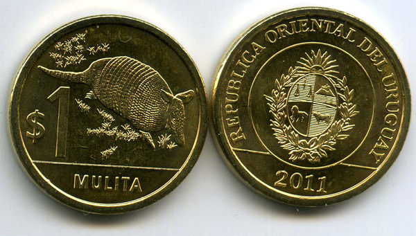 Монета 1 песо 2011г Уругвая