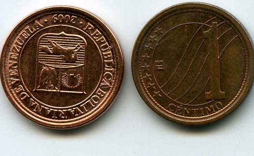 Монета 1 сентимос 2009г Венесуэла