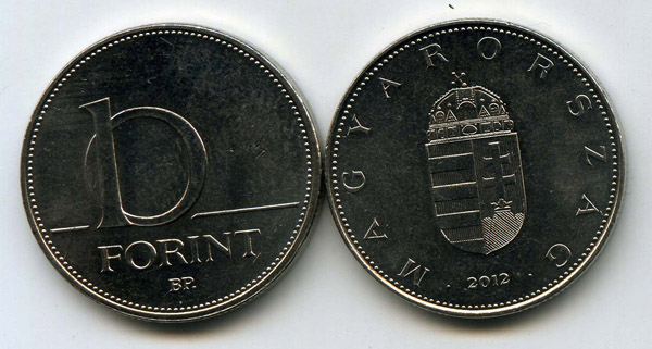 Монета 10 форинтов 2012г Венгрия
