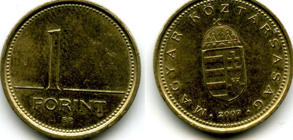 Монета 1 форинт 2007г Венгрия