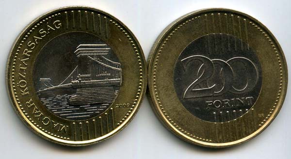 Монета 200 форинтов 2009г Венгрия