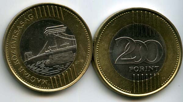 Монета 200 форинтов 2010г Венгрия