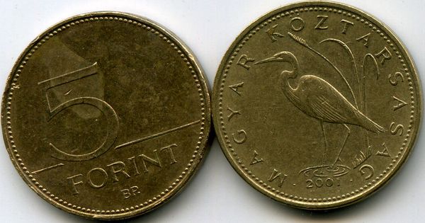 Монета 5 форинтов 2001г Венгрия