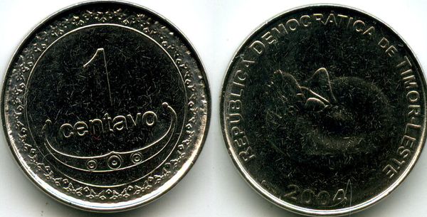 Монета 1 сентаво 2004г Тимор