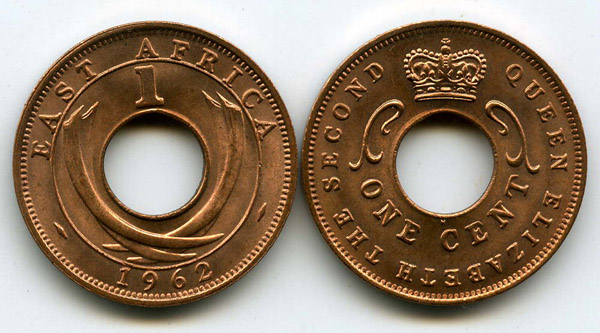 Монета 1 цент 1962г Британская Восточная Африка
